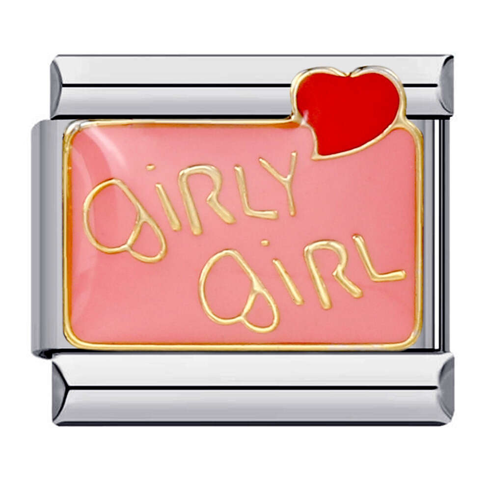 Hot Sell Love Series Titanium Steel Welding Enamel Cartoon DIY Bead Bracelet Italian Charm Links Fit 9Mm Bracelet Jewelry DIY Making Gifts