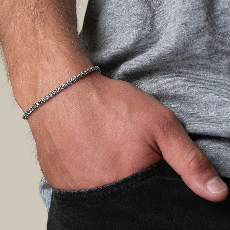 Black Iron Stone Bead Bracelet Simple Mens Double Layer Bracelet Fashion Jewelry Trend Accessories Bracelet For WomenX240913