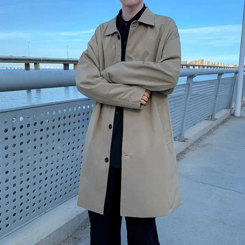 Trendy Medium-length Loose-fit Spring Autumn Jacket For Men Korean Style Casual Youth Versatile Trench Coat Thin Thickness Y240913