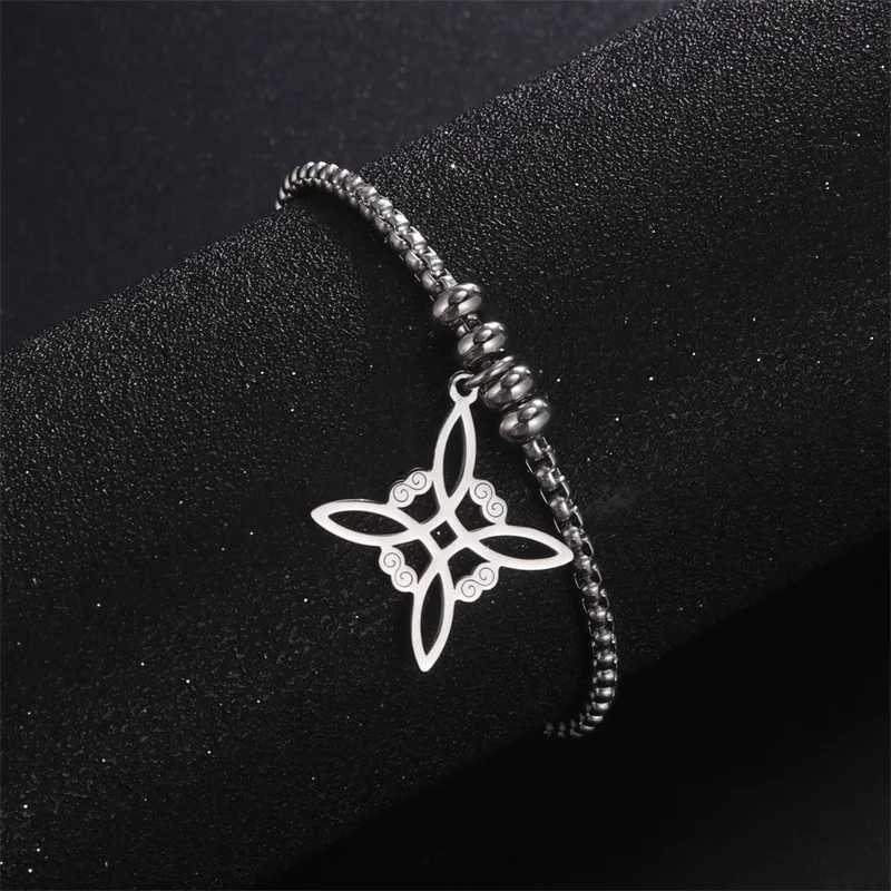 Vintage Stainless Steel bracelet for Men Women Witch Knot Witchcraft Pendant Man Bracelet Jewelry bracelets homme Birthday GiftsX240913