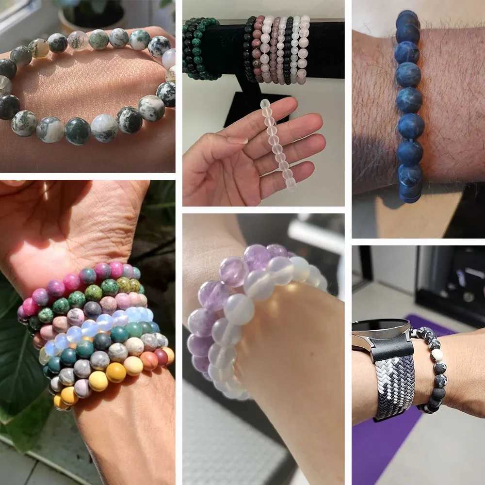 8mm black and white natural stone bracelet handmade matte protein stone bead bracelet energy yoga mens bracelet mens jewelry gift W240913
