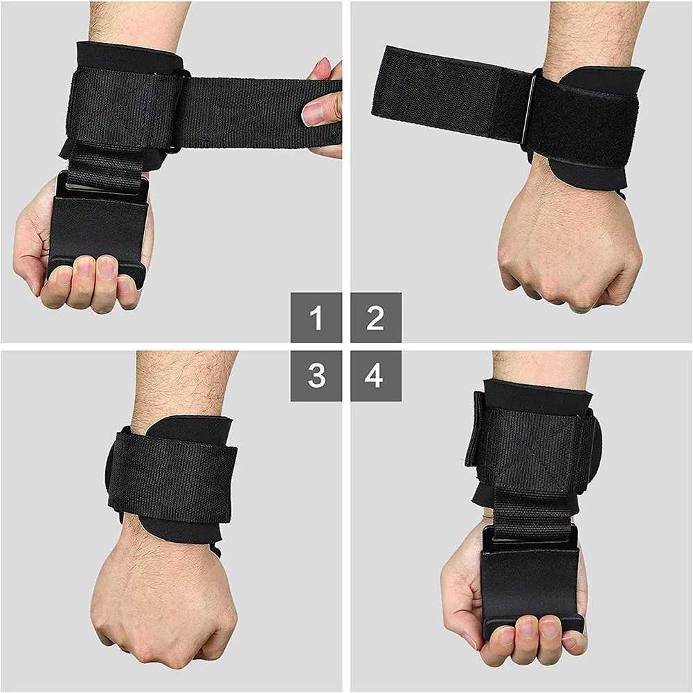 Wrist Support 2pcs Weight Lifting Hook Grips With Wrist Wraps Gym Fitness Hook Suitable For Weightlifting Pull-ups z240913