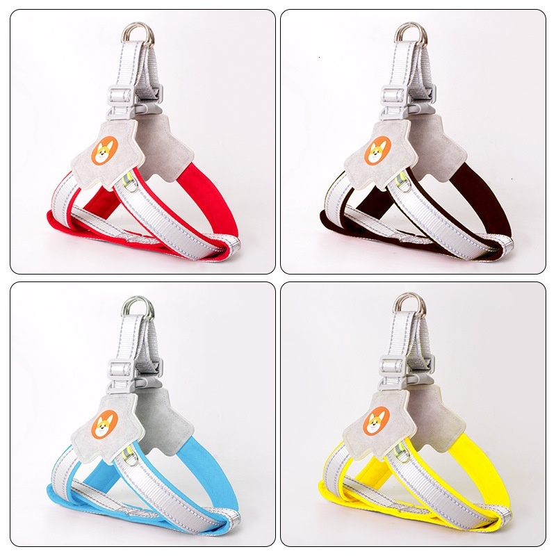 Dog traction vest type pet firewood corgi reflective explosion-proof flush walking dog rope chest strap