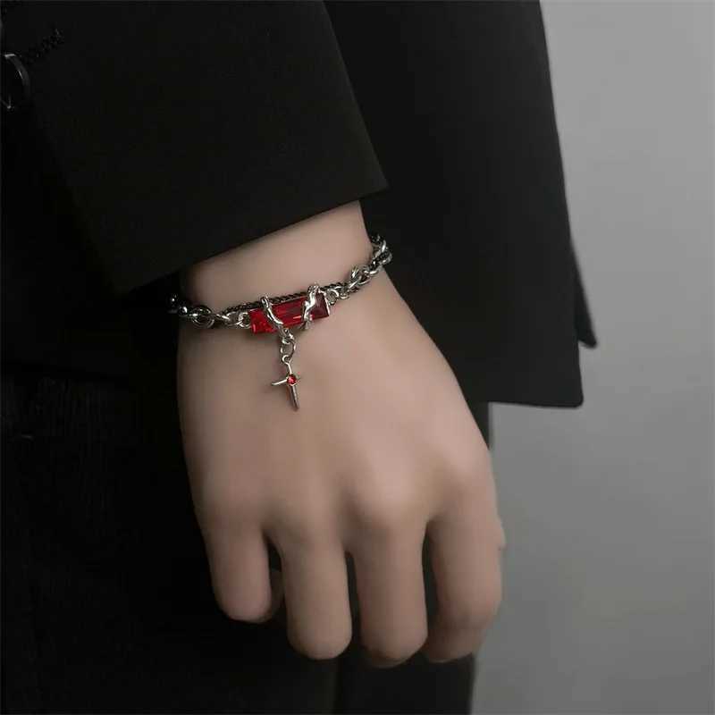2024 Retro Black Zircon Star Bracelet For Women Men Trend Titanium Steel Punk Nk Chain Unisex Jewelry New Couple AccessoriesX240913
