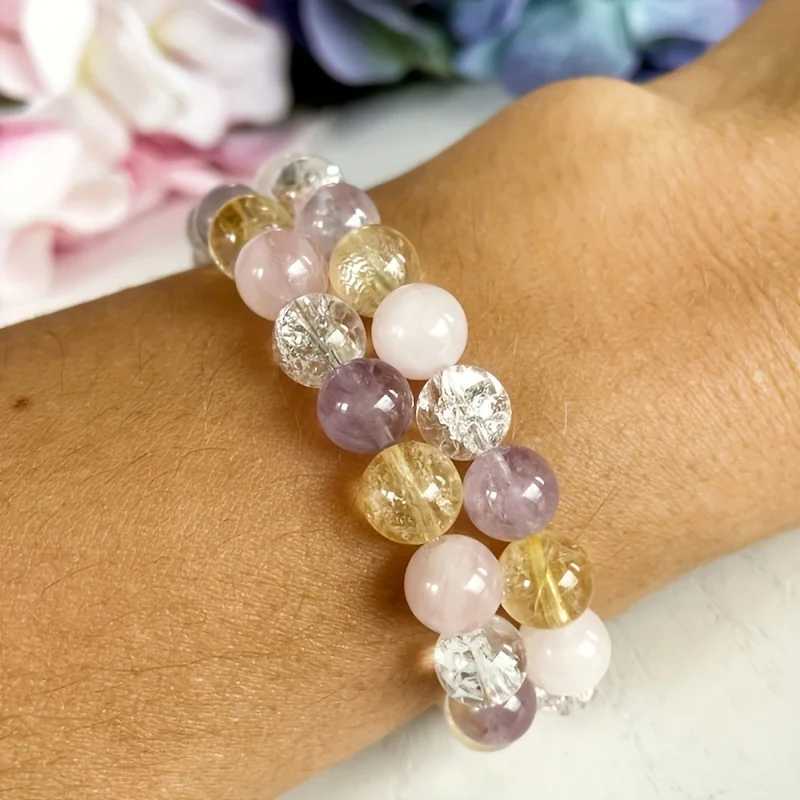 1 piece/Love and Happiness Stone Bead Bracelet Treatment Crystal Bracelet Rose Quartz Transparent Quartz Lemon Amethyst Bead Jewelry W240913
