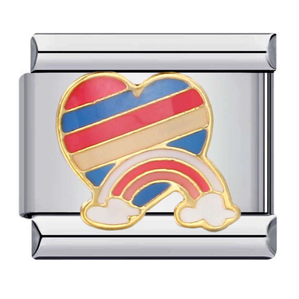 Rainbow Love Bead Elastic DIY Bracelet Accessories Italian Charm Links Fit 9Mm Bracelet Jewelry DIY Making Gifts