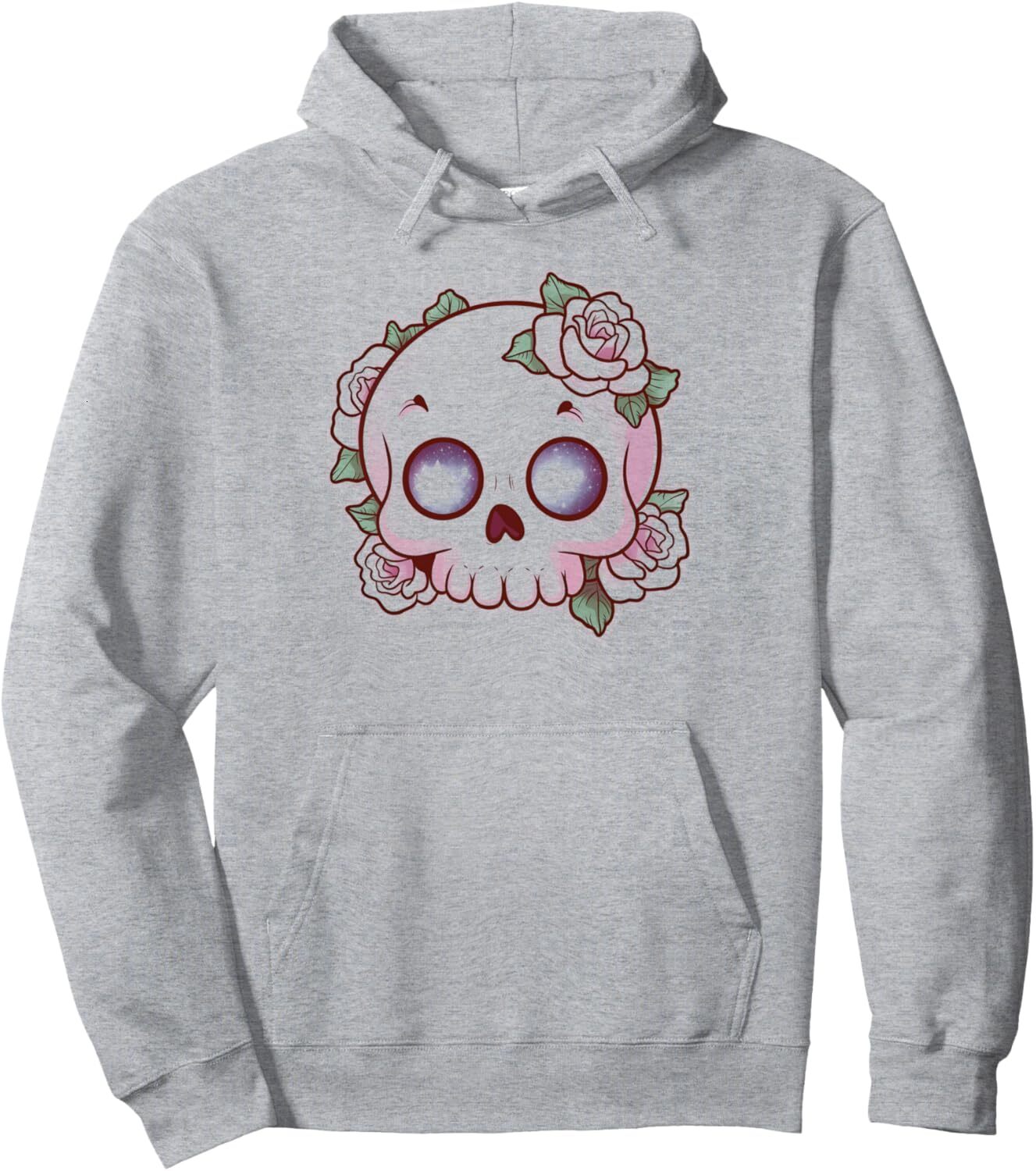 Hoodie for Mens Womens Skull Flower Aesthetic Pastel Goth Soft Grunge Clothing Pullover Hoodie Graphic Hoodies sweatshirt Pullover Long Sleeve