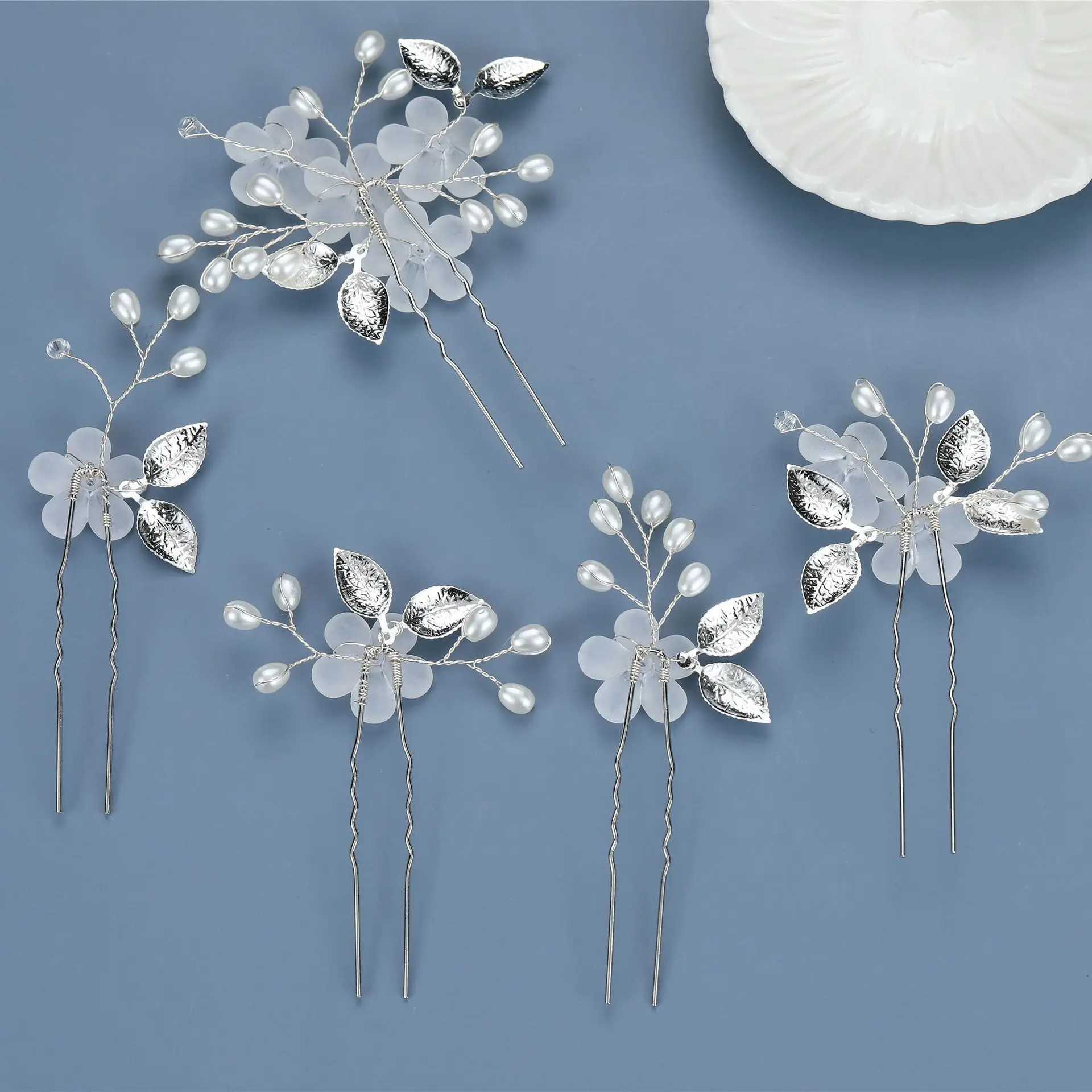 5 Pcs Crystal Pearl Flower Hair Clips Elegant Headwear For Women Precious jewels Bridal Wedding Hair AccessoriesX240913