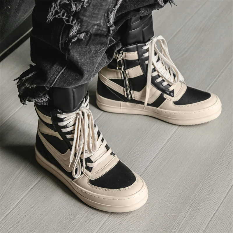 Men High-top Shoes,Ankle Boots,High-top Sneakers Riding Casual Shoes,PVC Retro Designer Platform Sneakers for Street Club