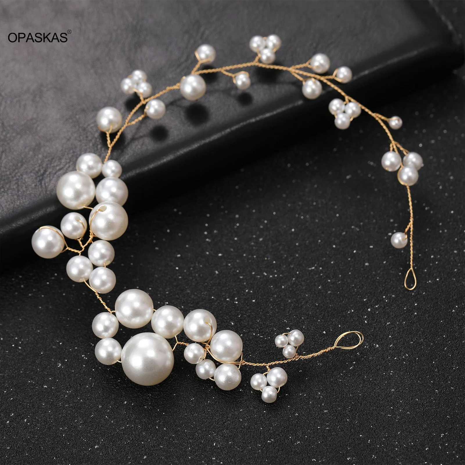 Bridal Sweet Headband Headpieces Banquet Pearls Headdress Simple Chain Hair Vine For Banquet Wedding Masquerade Hair JewelryX240913