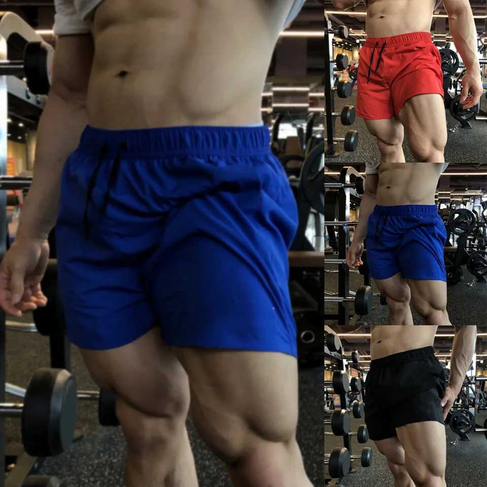Men Drawstring Breathable Sports Outdoor Running Casual Fitness Yoga Gym Shorts Yoga Simple Loose Solid Pocket Mens Shorts M240912