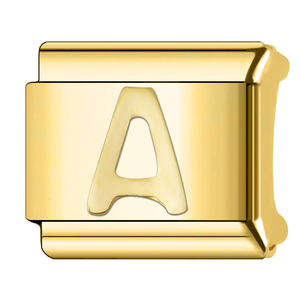 New Women's Gift Gold plated 26 letters Bead Italian Charms Links Bangle Beads Fit 9mm Stainless Steel Bracelet Making DIY For Women Fashion Jewe