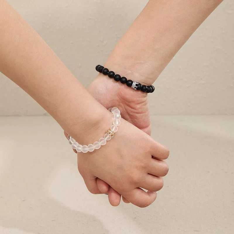 2 Light up Magnet Heart Bead Lover Bracelet Couple Bracelet W240913
