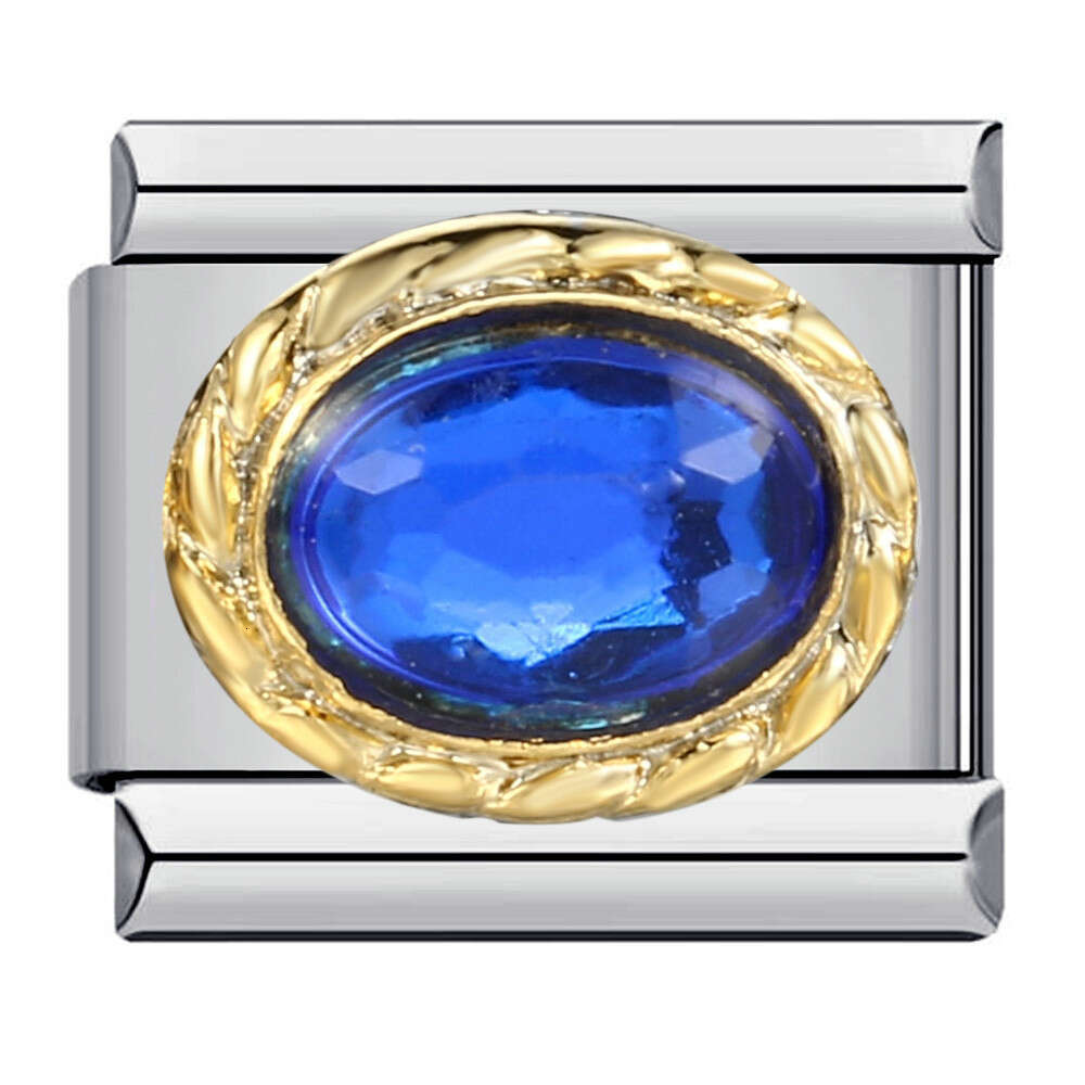 New Micro Inlaid Color Zircon Beads Bracelet Titanium Steel Gold Plated DIY Italian Charm Links Stainless Steel Fit 9mm Bracelet Jewelry DIY Making Gi