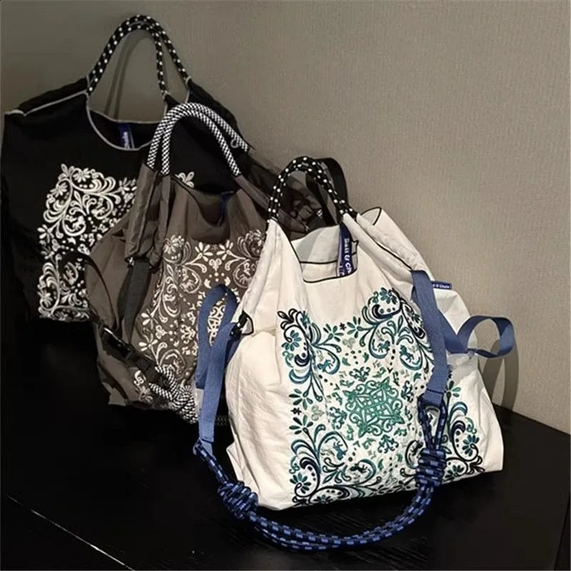 3 type of ceig ball chain embroidered environmentally friendly nylon diagonal shoulder large capacity shopping bag 240910 4
