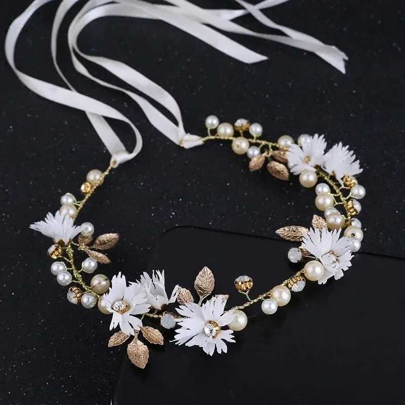 Pearl Flower Chain Hair Band Fairy Headdress Wedding Decoration Chinese Style Brides Hair AccessoriesX240913