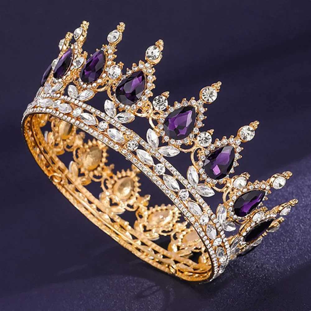 Crystal Vintage Bridal European Princess Tiara Round Baroque Pageant Crowns Full Crown Queen King Tiara Diadems Hair AccessoriesX240913