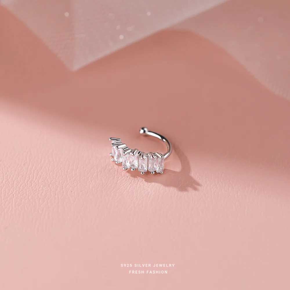 Girls Real 925 Sterling Silver French Square Zircon No Ear Piercing Earrings Gift for Women Girls Party Fine Jewelry GiftX240913