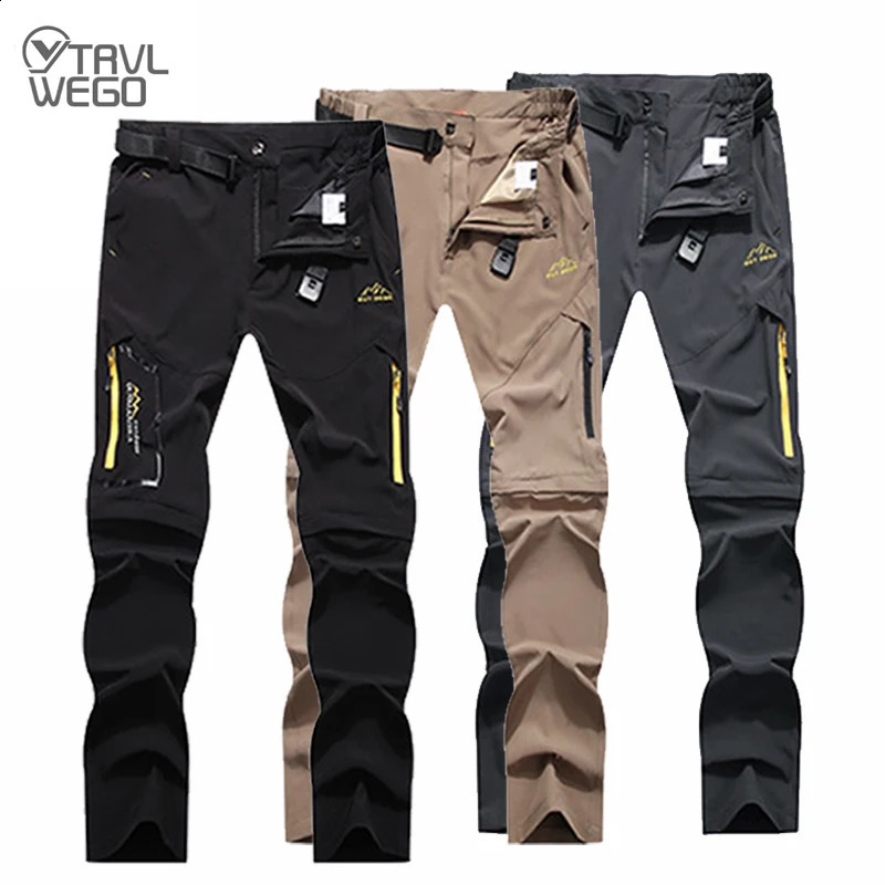 TRVLWEGO Mens Camping Hiking Pants Trekking High Stretch Summer Thin Waterproof Quick Dry UV-Proof Outdoor Travel Trousers 240912