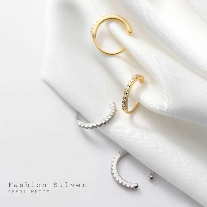 MloveAcc Trendy New 925 Sterling Silver CZ Round Circle Clip Earrings for Women Fashion Ear Jewelry Party GiftX240913