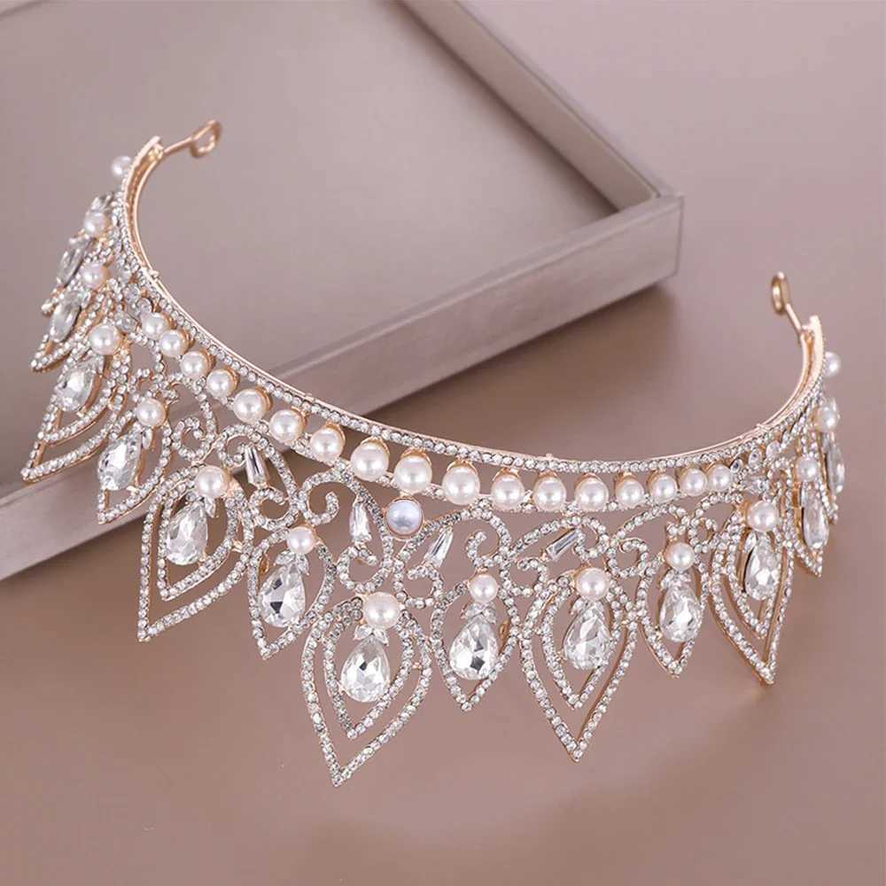 Luxury Baroque Crystal Crowns Princess Rhinestone Tiaras Bridal Pageant Prom Diadem Bride Headbands Wedding Hair AccessoriesX240913