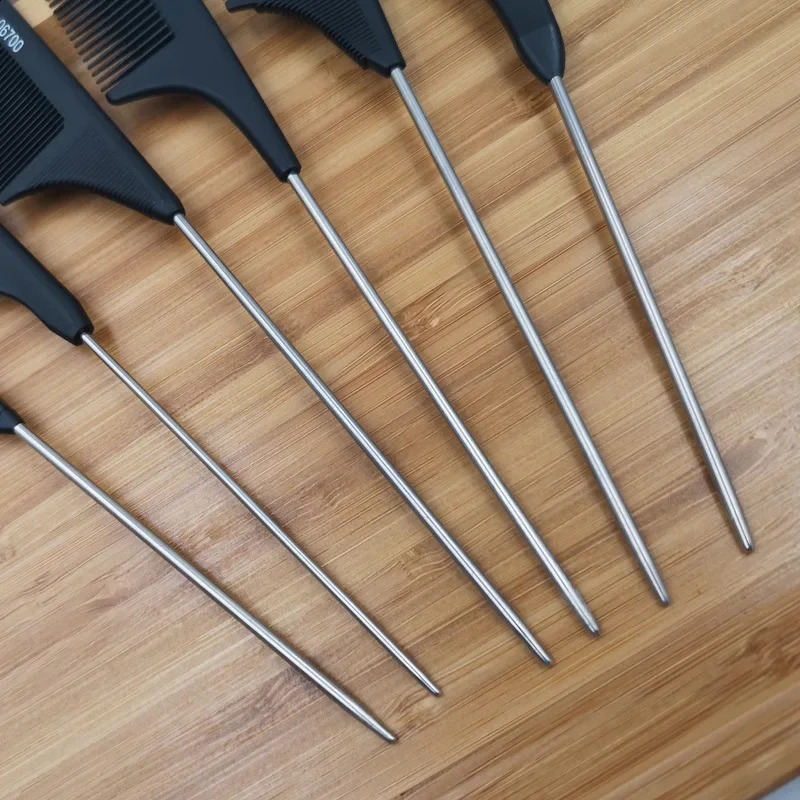 Professional Hair Tail Combs Stainless Steel Salon Cut Styling Comb Spiked Care Tools Barber Accessories Fine Teeth 240911