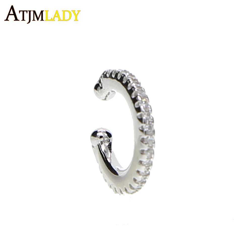 Ear Cuff micro pave cz circle 925 sterling silver mix rainbow CZ earrings no pierced stack small sized little girl earring cuffX240913