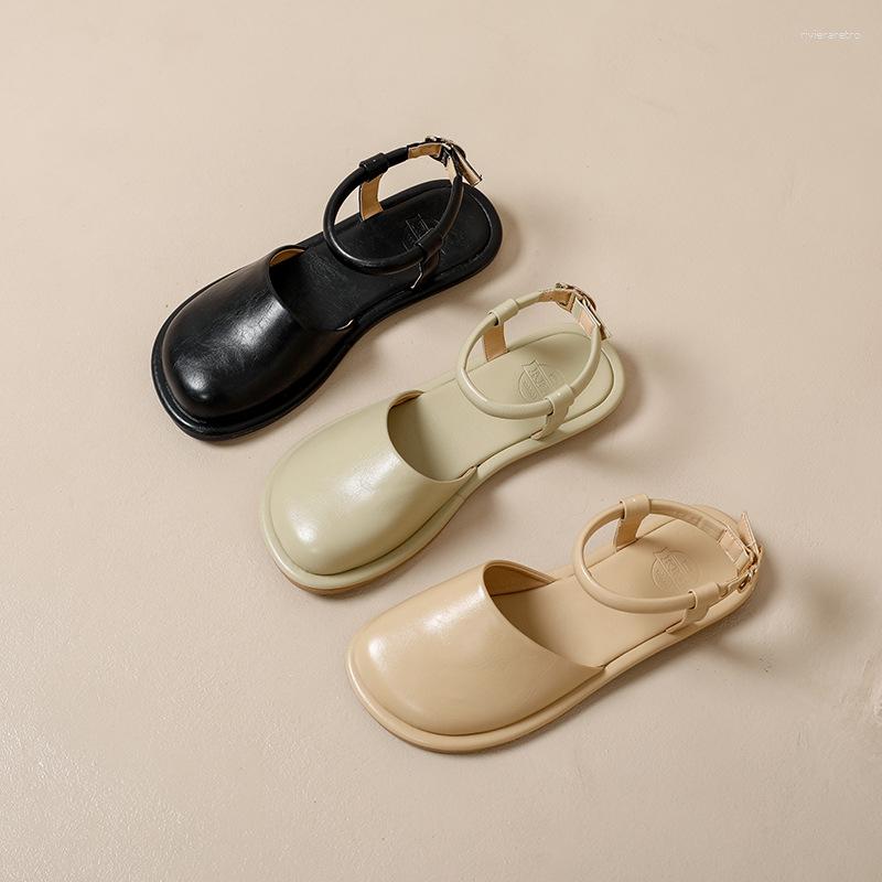 Sandals On Behalf Of The Hair Small Group Bung Head Back Empty Flat Mori Female Style Round With Soft Soled