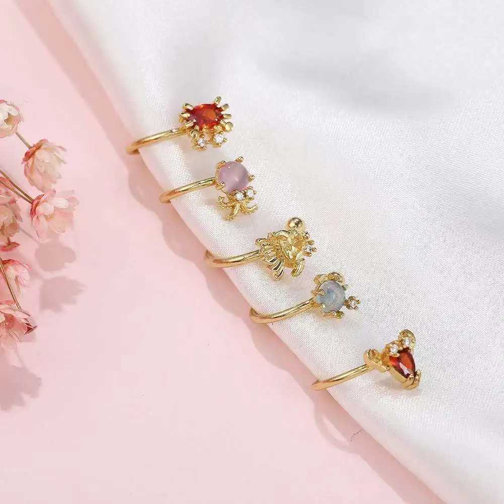 2021 Summer Collection Cute Ocean Animals Marine life Organism Pink Jellyfish Zircon Turtle Starfish Dolphin Ear Cuffs For GirlX240913
