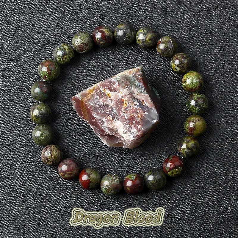 Natural Dragon Blood Stone Elastic Bracelet Womens Charm Dinosaur Jasper Beads Treatment Jewelry Yoga Meditation Bracelet Gift W240913