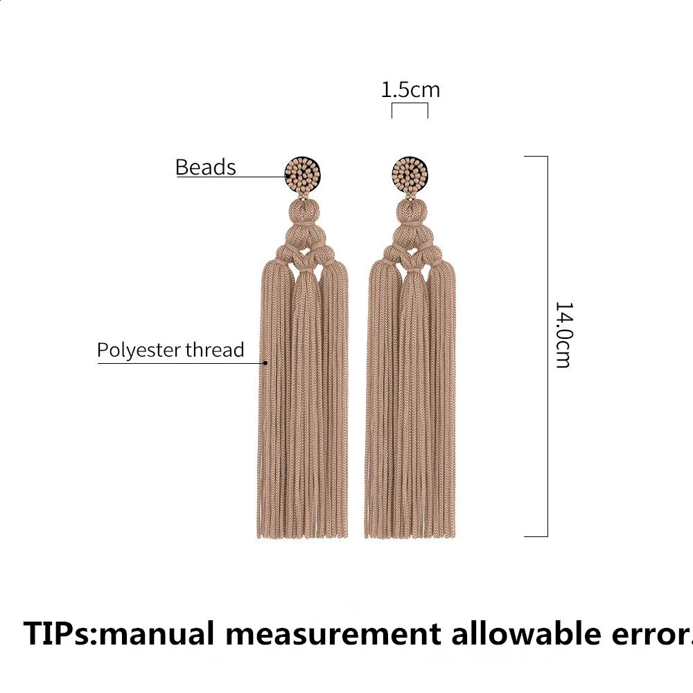 Handmade Tassel Earring 2024 Fashion Jewelry Bohemian Drop Dangle Long Earrings Silk Fabric Ethnic Style Vintage 240906