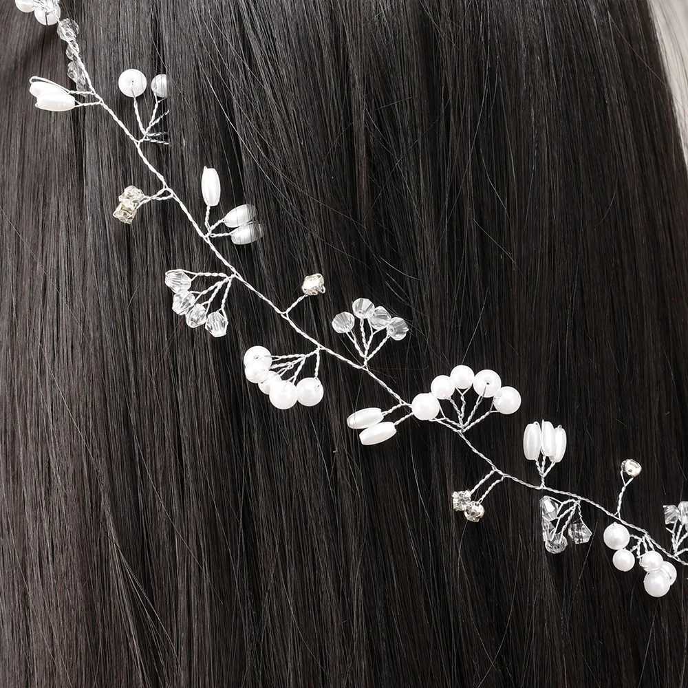 Western Wedding Fashion Headdress for Pearl Crystal Bride Handmade Wedding Crown Floral Pearl Hair Accessories Hairpin OrnamentsX240913