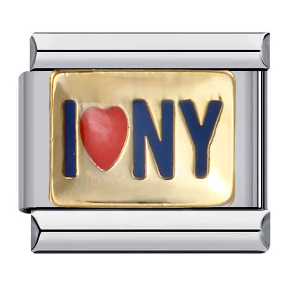 American Culture Series Italian Modular Titanium Steel Welded Drip Oil Bracelet Italian Charm Links Stainless Steel Fit 9mm Bracelet Making DIY Jewelr