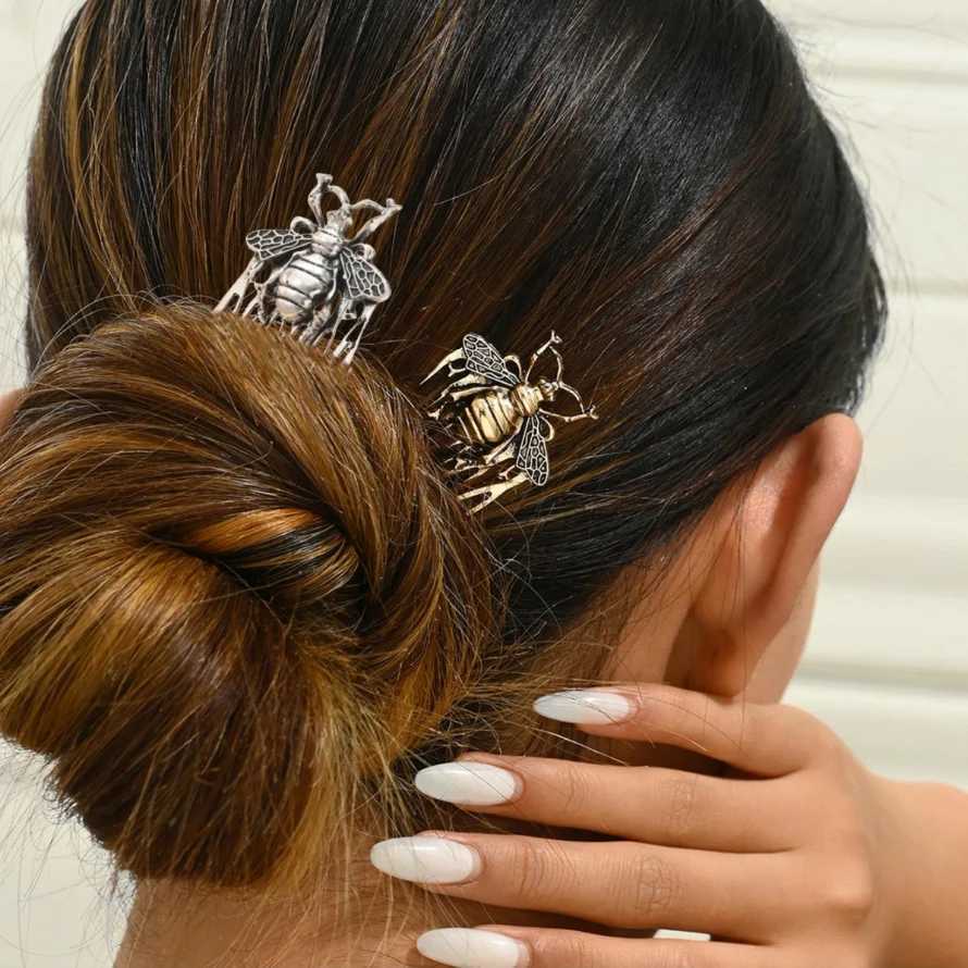 Gold Color Metal Hair Combs Pins Handmade Wedding Butterfly Comb for Brides Insects Bee Hair Clips Barrettes Jewelry AccessoriesX240913
