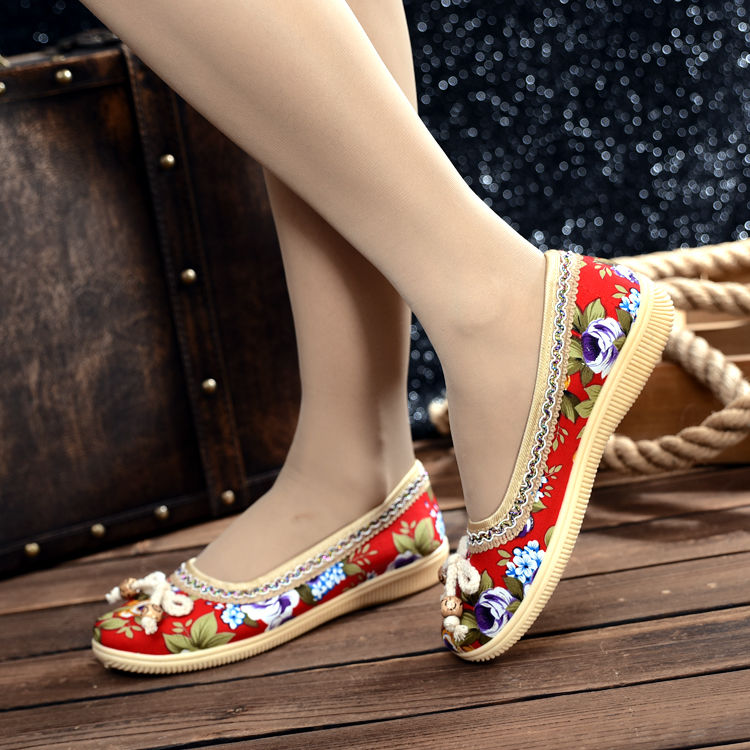 Loafers Breathable Mom Fashion Cloth Old Beijing Soft Bottom Driving Cotton Fabric Flat Shoes Women hn6 0e44