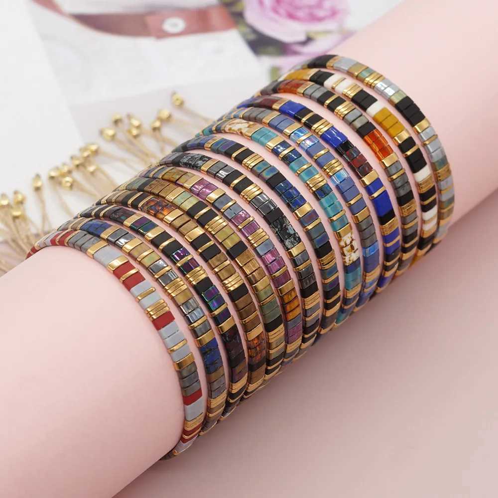 Go2boho New Bohemian Tila Bead Bracelet Handmade Colorful Bead Weaving Adjustable Hot Jewelry Christmas Gift for Friends W240913