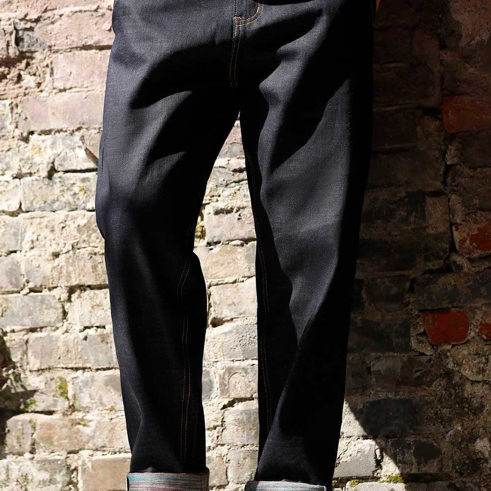 Maden Vintage Colored Cotton Raw Denim Jeans for Men 13.5 OZ Selvedge Jeans Mid Waist Straight Pants Streetwear Trousers M240912