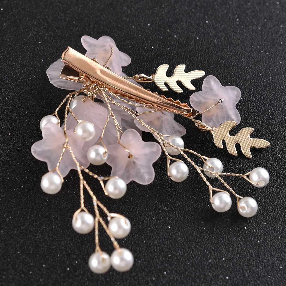 Pink/White Flower Hairpins Side Clips Pearl Headpieces for Women Girls Elegant Floral Headpieces Hair Jewelry AccessoriesX240913