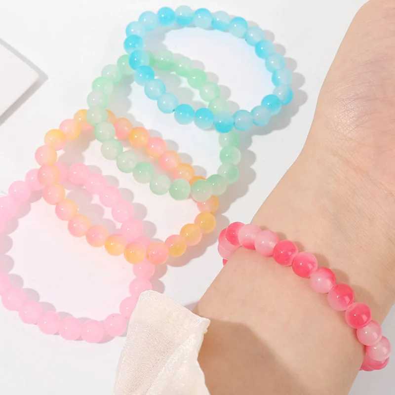 Fashion Pink Crystal Quartz Natural Stone Bracelet Elastic Spiritual Healing Energy Chain Bracelet Jewelry Beads Lover Gift W240913