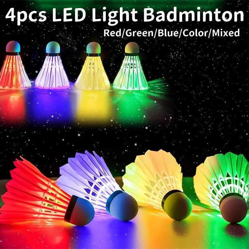 4pcs Lighting Badminton Dark Night Colorful LED Lighting Sport Badminton Light Spot Shuttlecock Accessory Red/Green/Blue/Colored Y240912