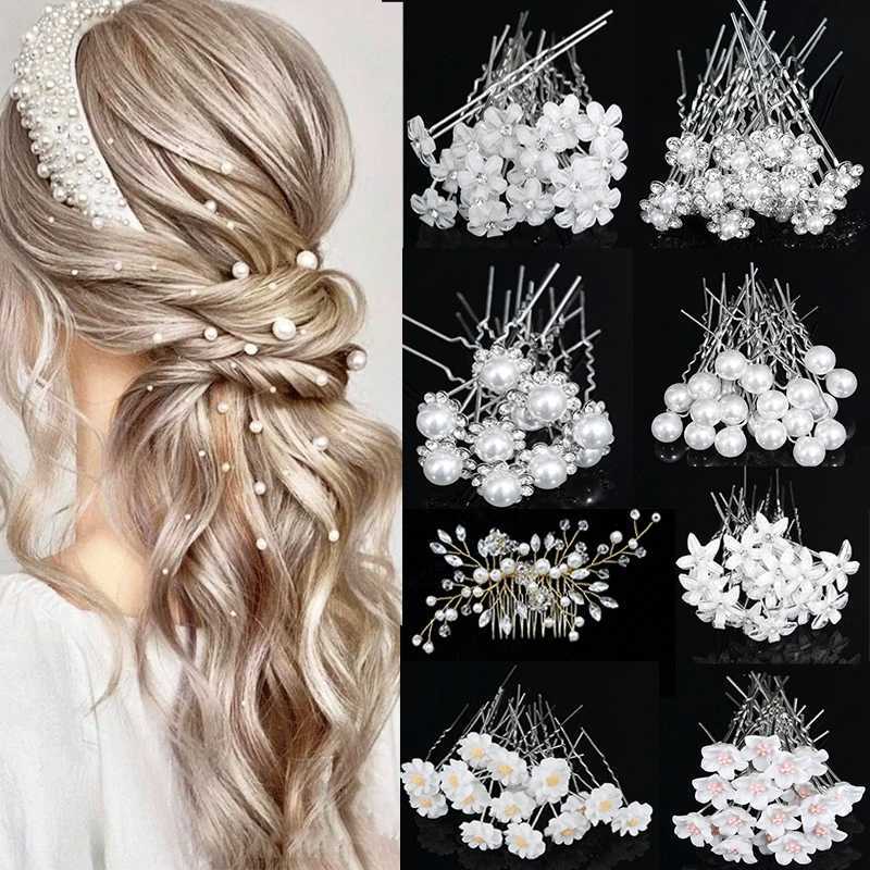 Bridal Wedding Hair Accessories Rhinestone Hair Pins Forks for Women Pearl Hairpins Bride Headpiece Party Jewelry GiftX240913