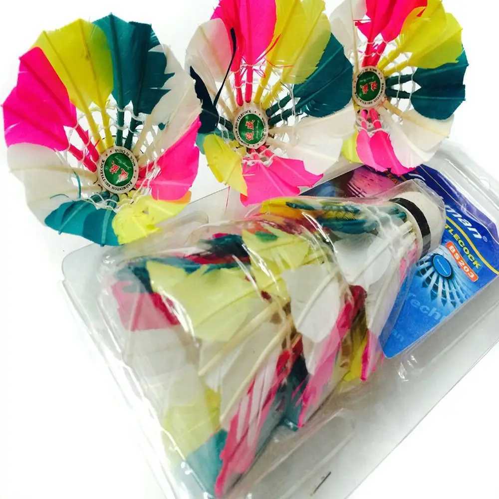 3PCS Colorful Shuttlecock Feather Badminton Shuttlecock Ball Badminton Training Supplies Stable Windproof Badminton Accessoires Y240912