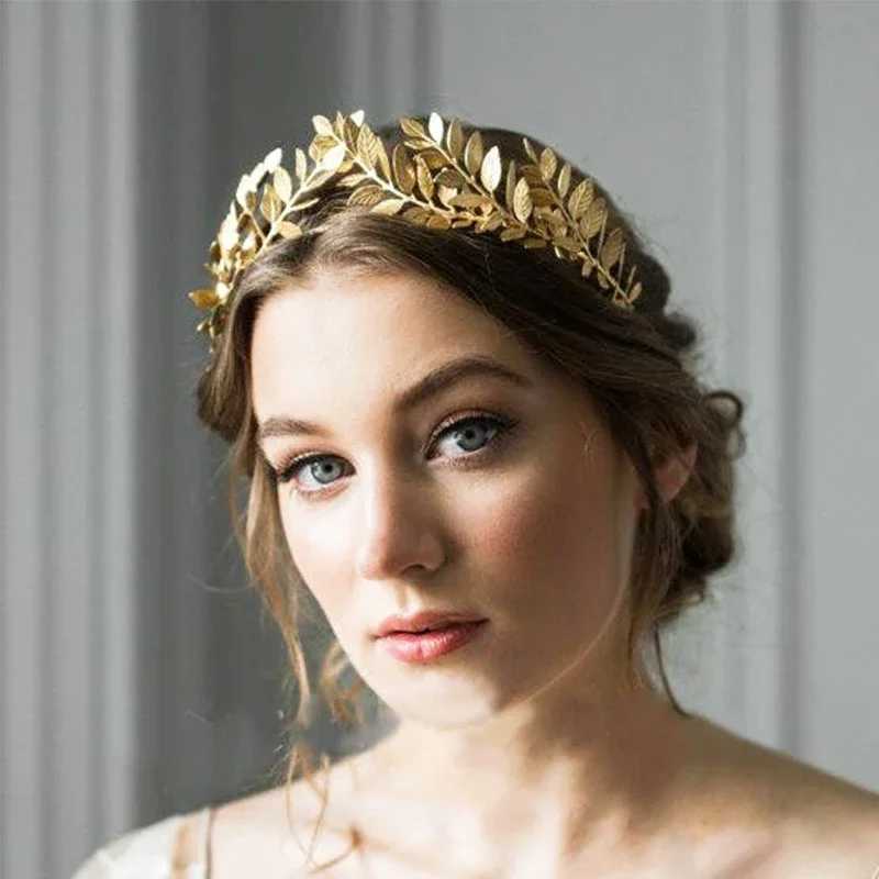 Fashion Greek Goddess Headband Gold Leaves Branch Crown Bride HairBand Wedding Tiara Hair Jewelry AccessoriesX240913