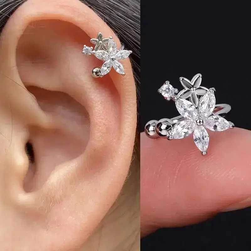 1Pcs Simple Fashion Crystal cz Star Leaf Clip Earrings for Women C reative C Ear Cuff Non-Piercing Fake Earrings Party JewelryX240913