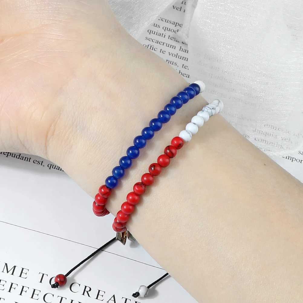Fashionable Palestinian flag color natural stone bead bracelet mens adjustable Asian countries womens bracelet jewelry friend W240913