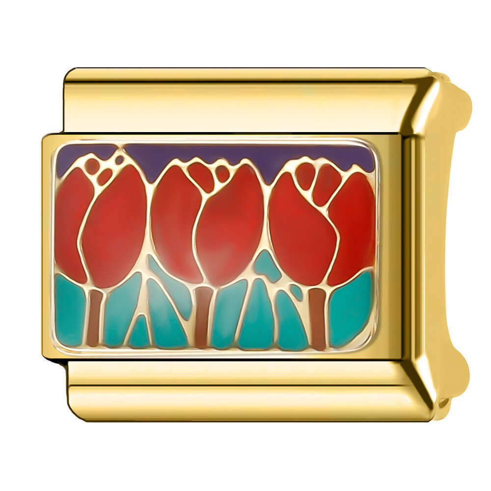 2024 Women's Gift Fit 9mm Stainless Steel Italian Charms Bracelet Links Beads DIY Bracelet With Italian Style Classic Pattern