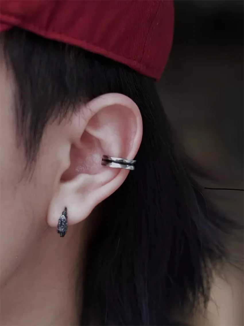 Streamline Side Drop Glaze Ear Bone Clip with Trendy Hip-Hop Open Ear Clip Without Ear Hole Fashionable Charm for Men and WomenX240913