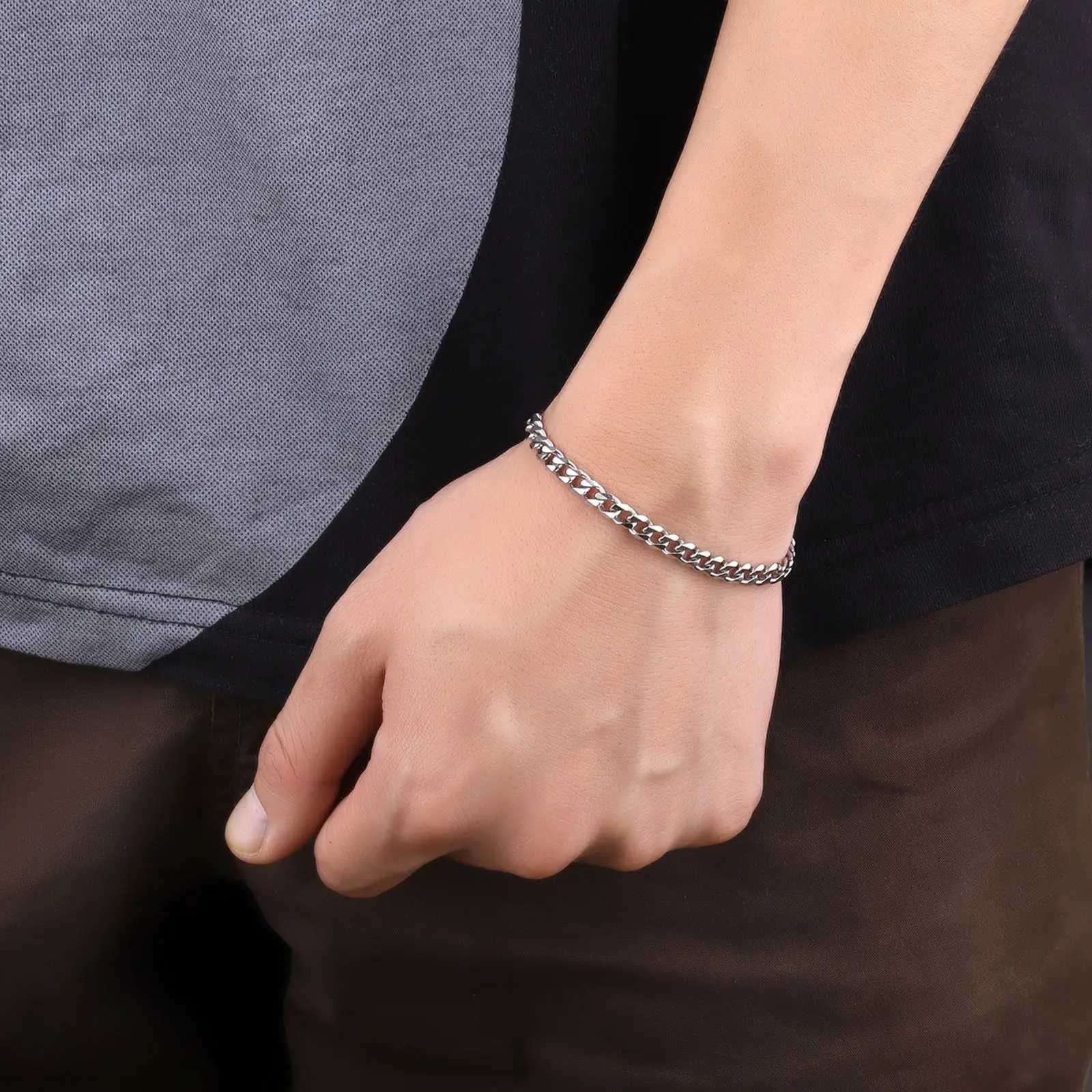 New 7mm Colorful Stainless Steel Cuban Chain Handmade Bracelet For Men Women Punk Goth Charm Hand Chain Bracelets Jewelry Gift XJ250707