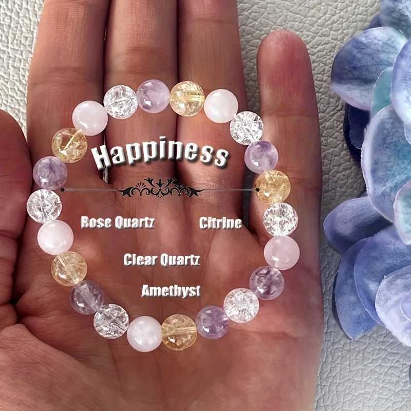 1 piece/Love and Happiness Stone Bead Bracelet Treatment Crystal Bracelet Rose Quartz Transparent Quartz Lemon Amethyst Bead Jewelry W240913