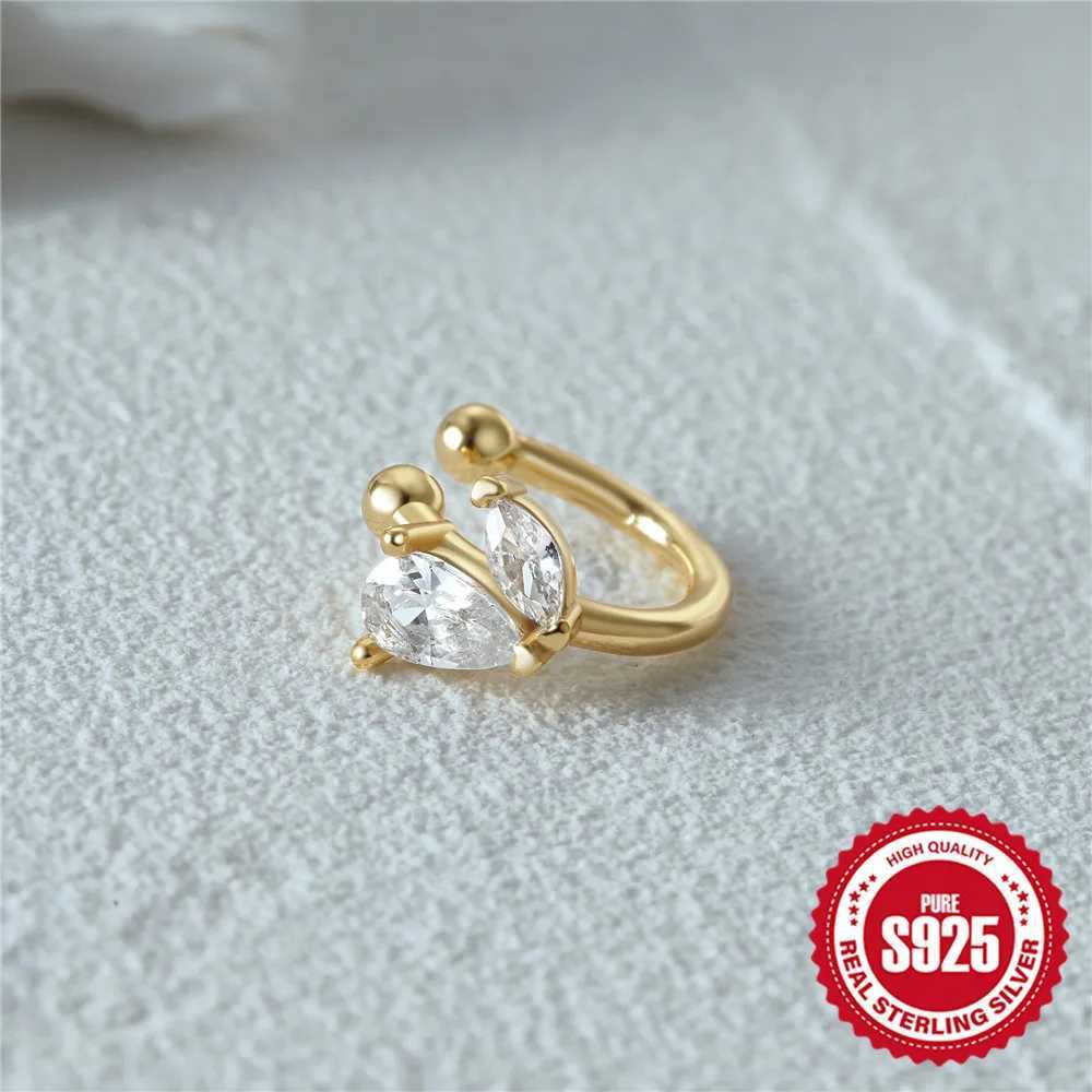 CANNER Simple Water Droplet Design Ear Cuff Clip Earrings Girl Gold Plated Zircon No Pierced Hole Women Cartilage Jewelry PartyX240913